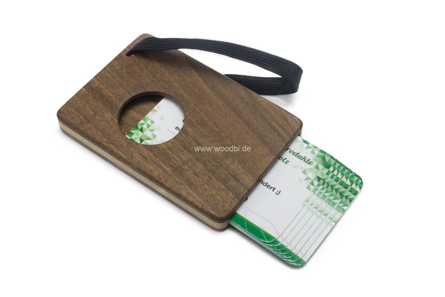 Visitenkarten Etui aus Holz Werbung
