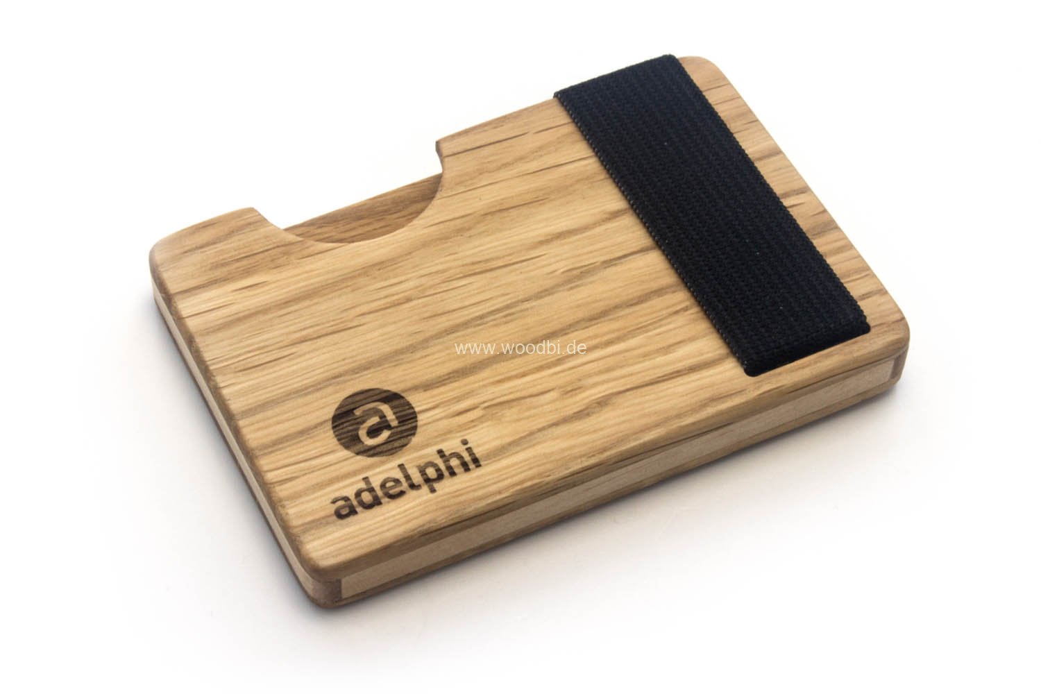 Visitenkartenetui aus Holz mit Logo