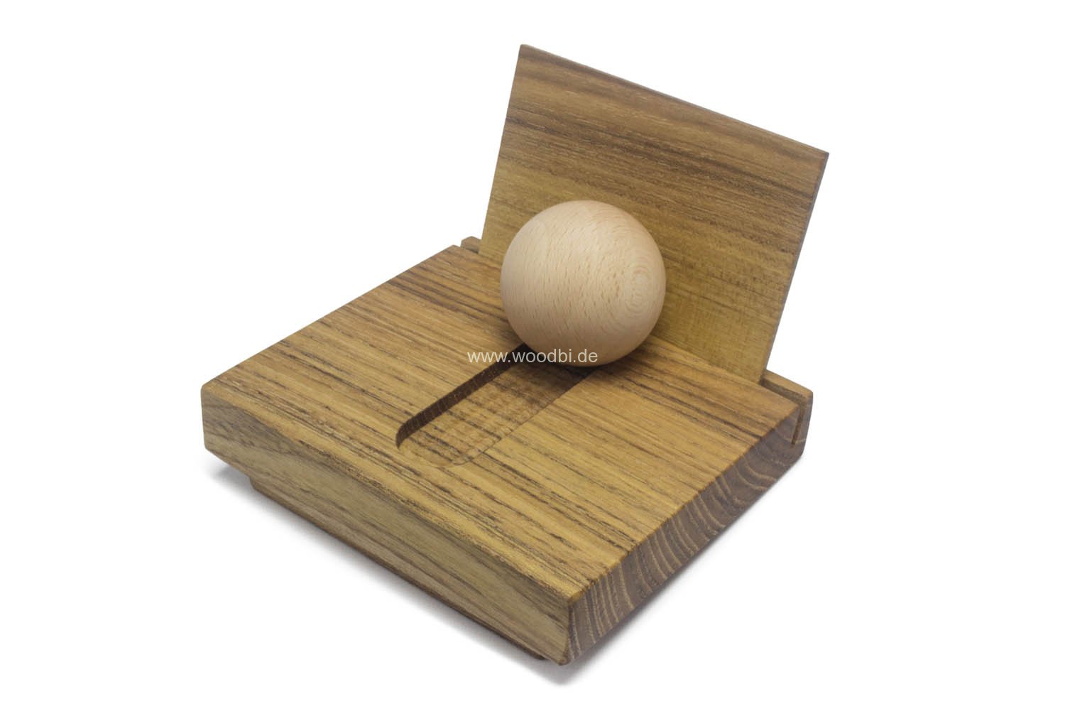 WoodBi Zettelbox Kartenst/änder Visitenkartenbox aus Akazie VisitenkartenhalterYMIR aus Holz mit Holzkugel mit R/ücken aus Milchglas