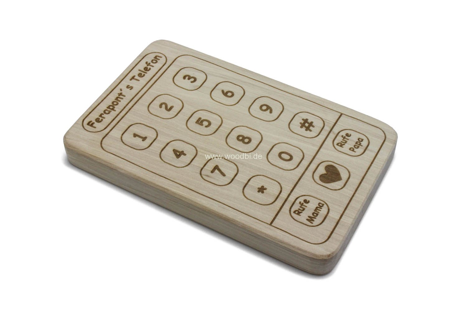 Holztelefon für Kinder mit Gravur