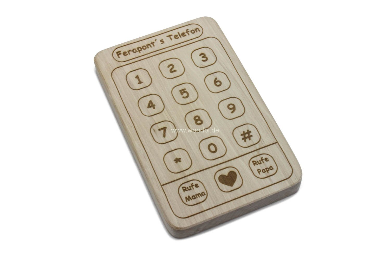 Holztelefon für Kinder mit Namen