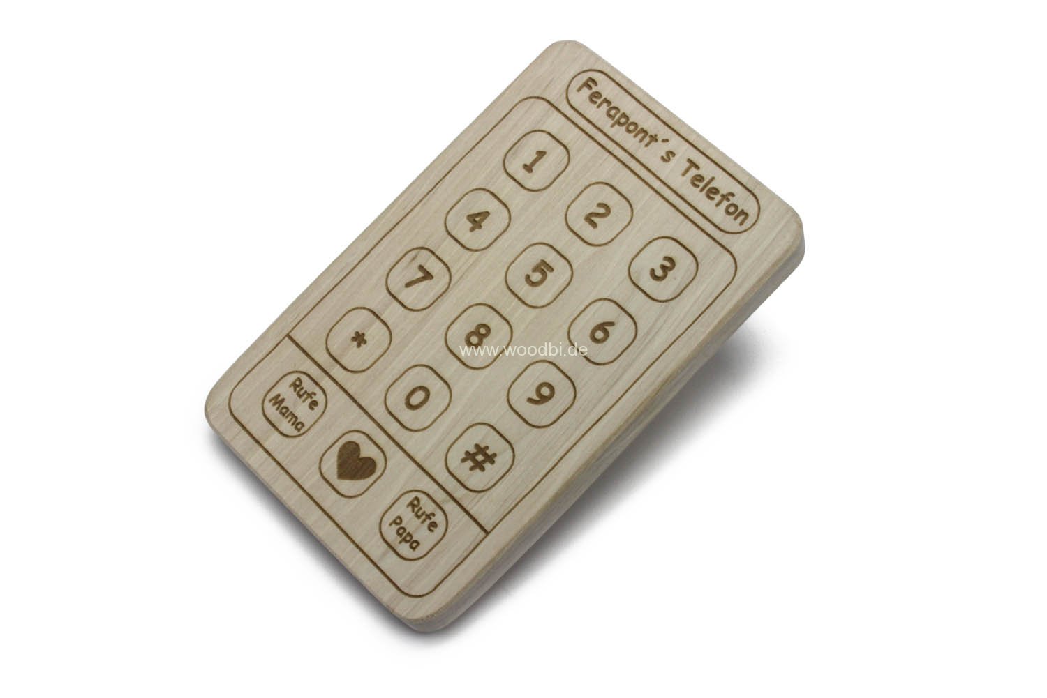 Kindertelefon aus Holz mit Gravur