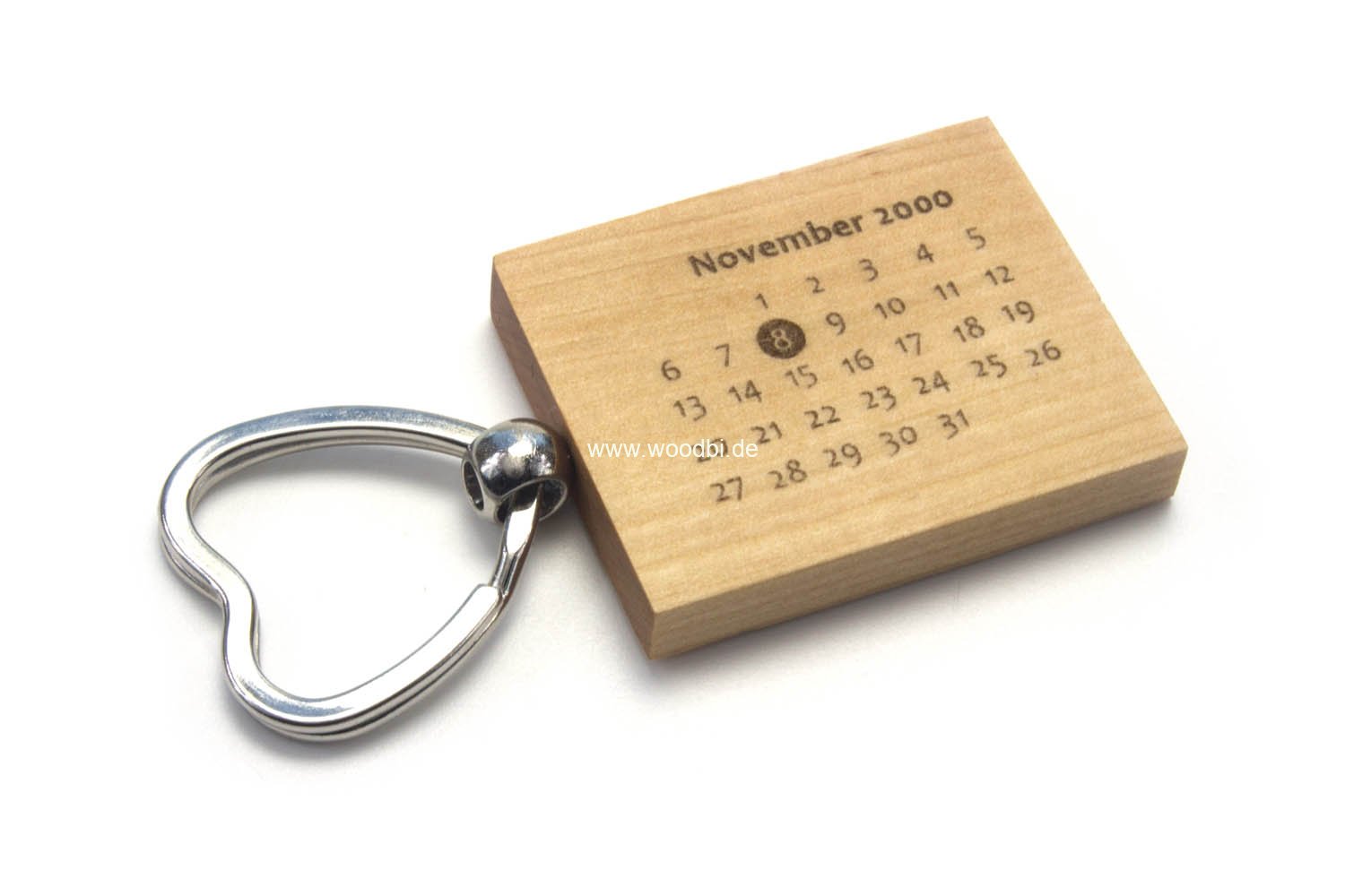 Schlüsselanhänger Herz Birke Gravur Kalender