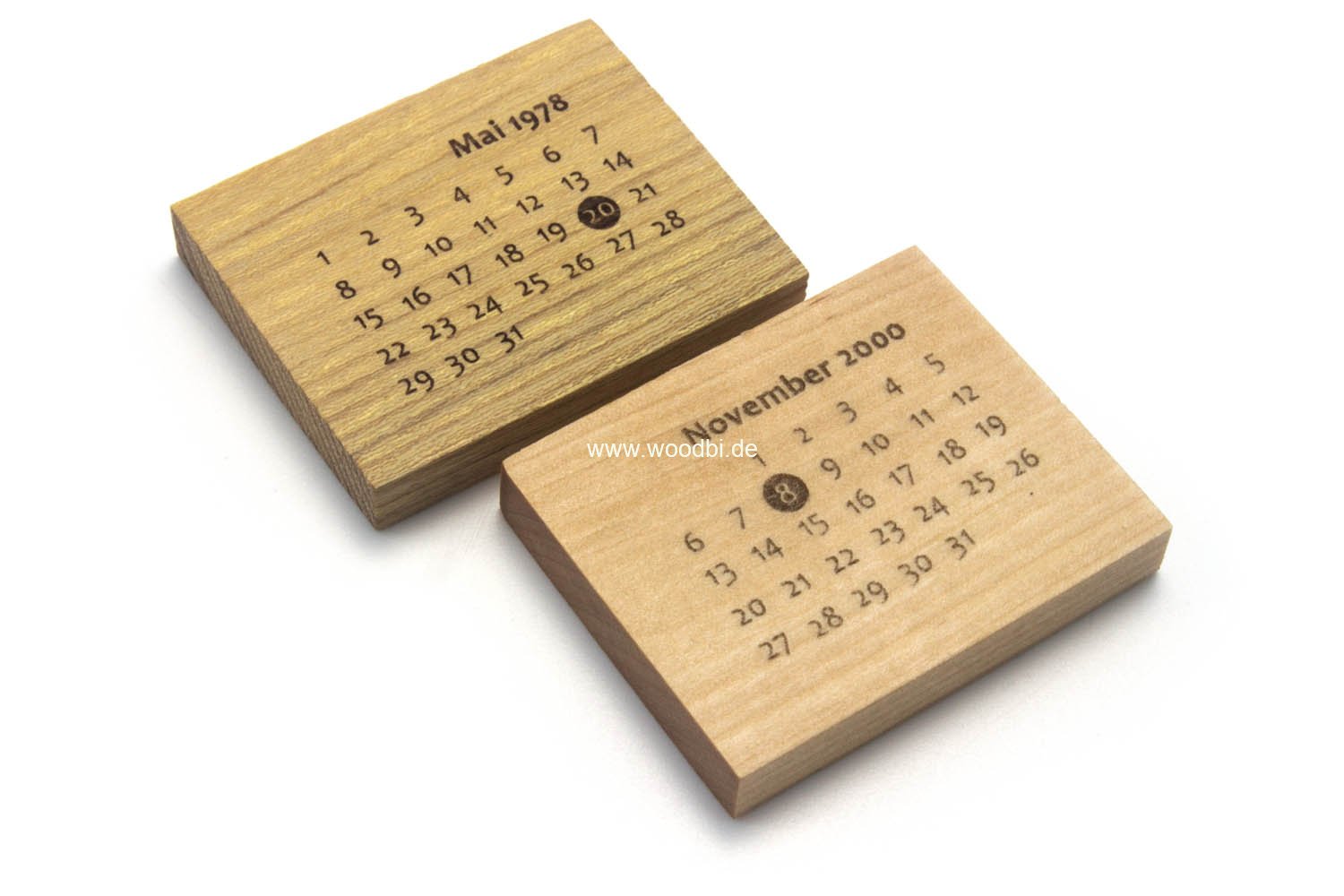 Schlüsselanhänger Kalender Akazie und Birke