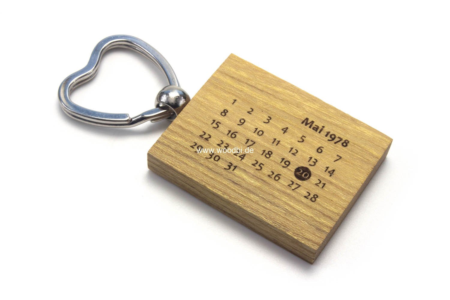 Schlüsselanhänger aus Holz Akazie mit Kalender