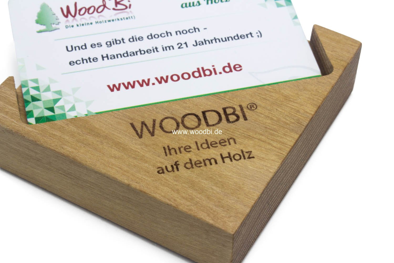 Visitenkartenhalter aus Holz mit einer Lasergravur Individuell