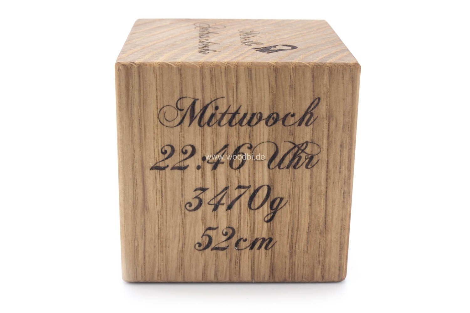 Geschenkwürfel Holz Gravur Geburtsgewicht