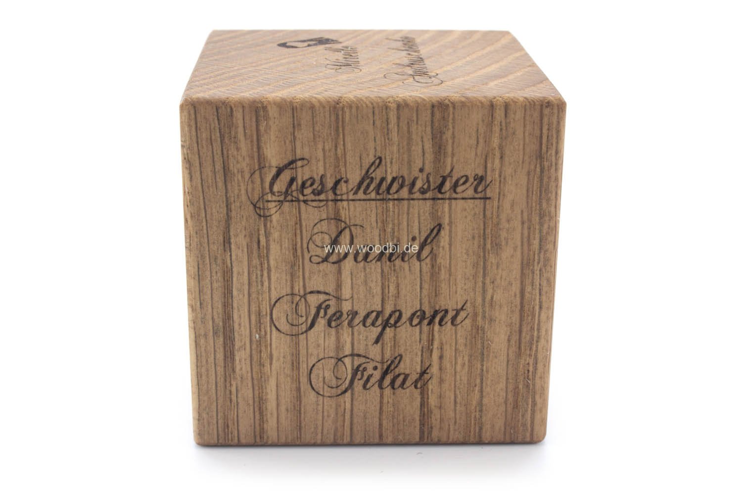 Geschenkwürfel Holz Gravur individuell