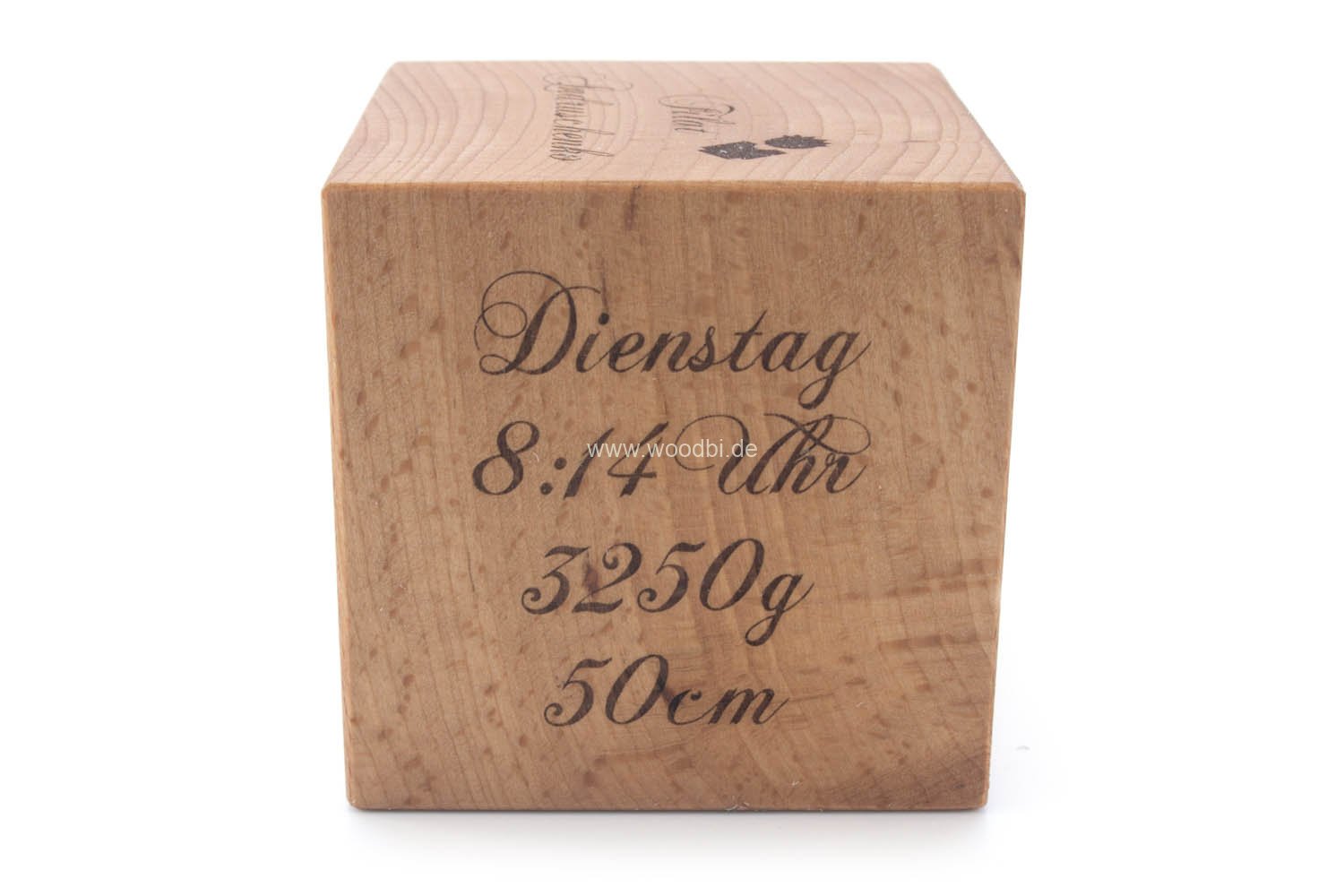 Holzwürfel mit Gravur Geburtstag