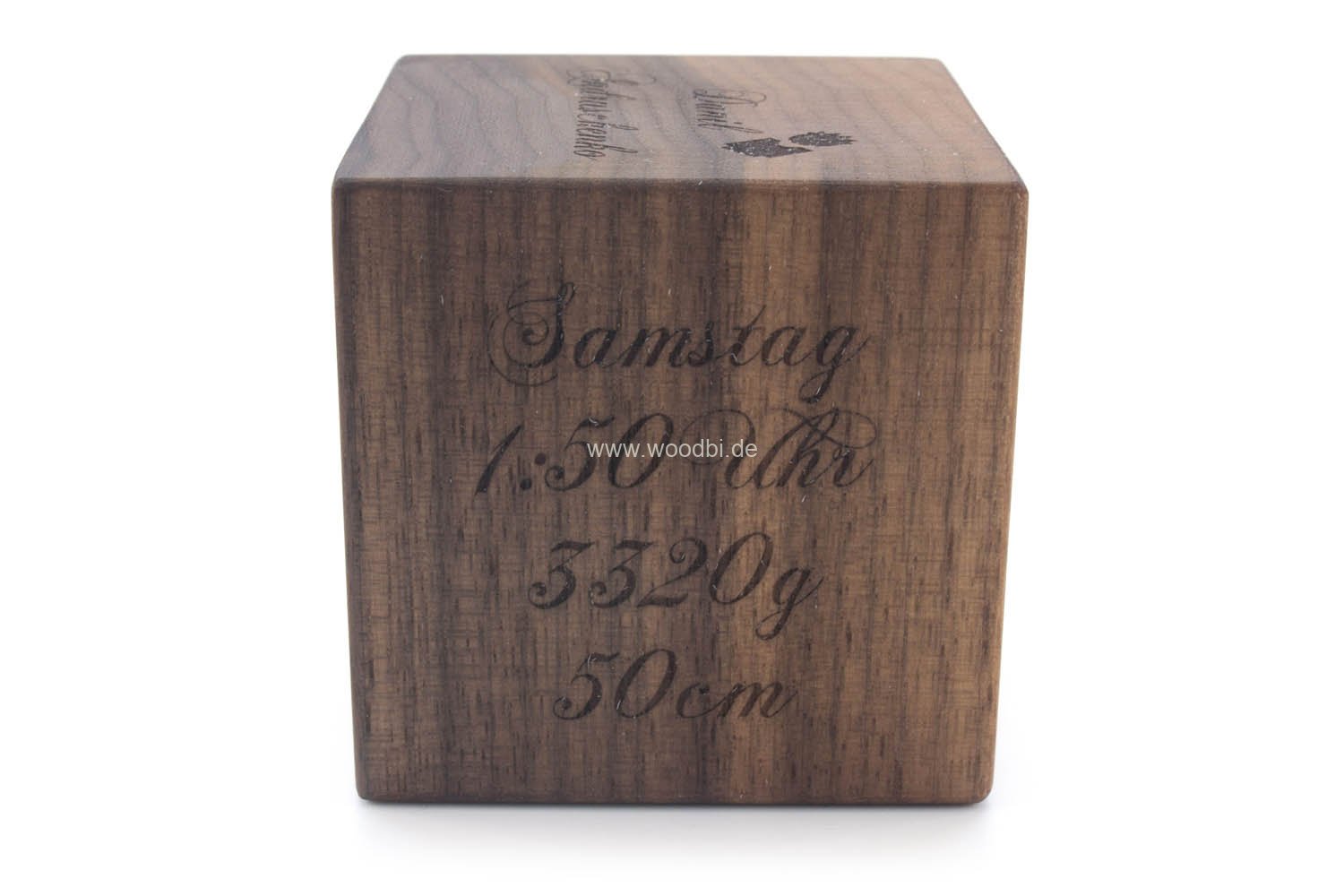 Würfel aus Holz mit Gravur Baby