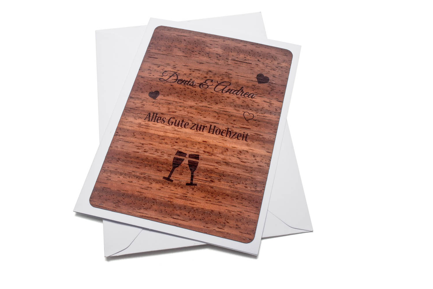 Hochzeitskarte gemacht aus Holz