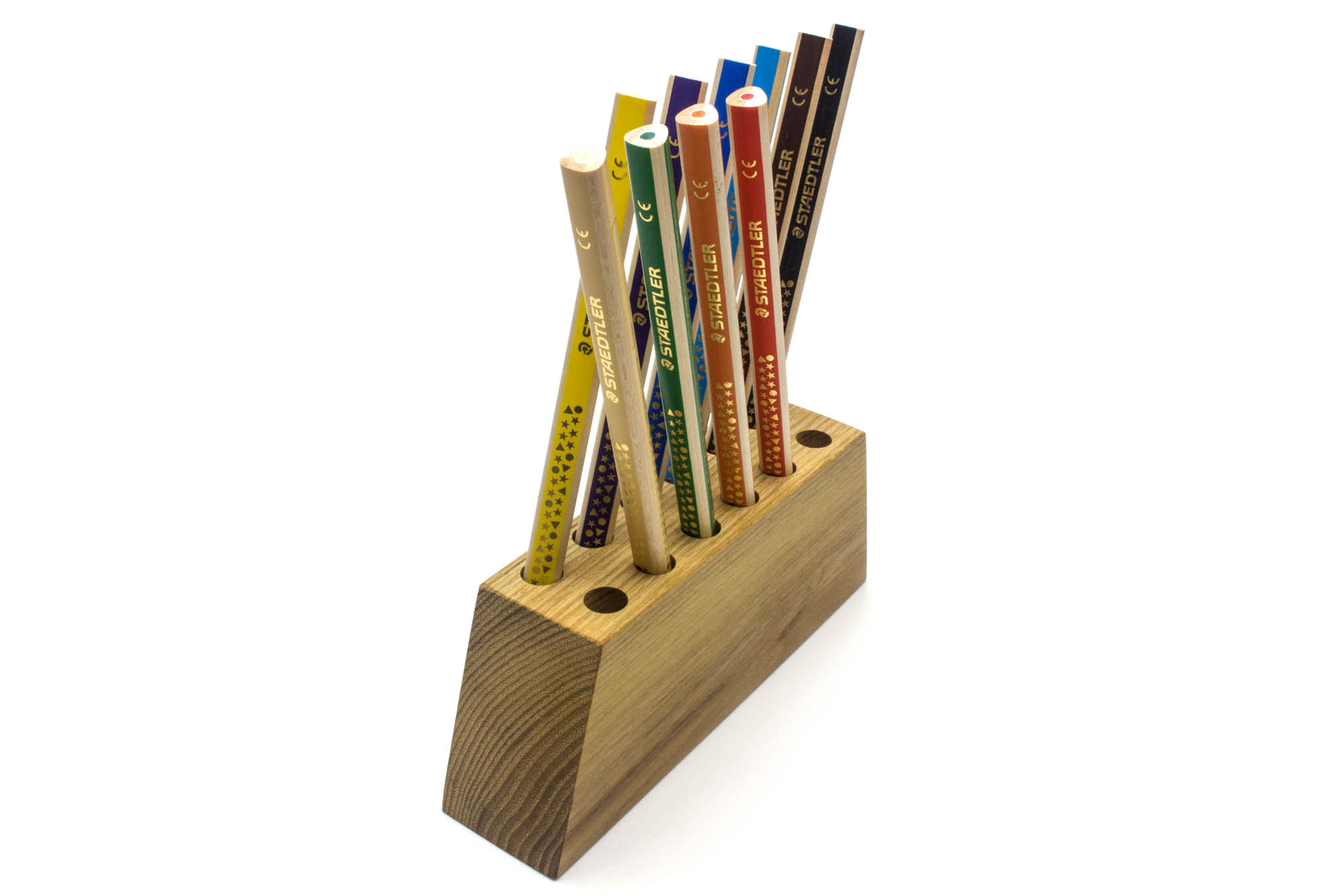 Bleistifthalter aus Holz mit Logo